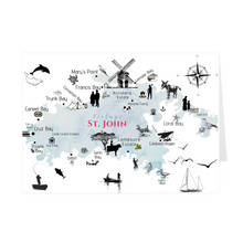 Load image into Gallery viewer, Vintage St. John Map Folded Notecard - Vintage Virgin Islands