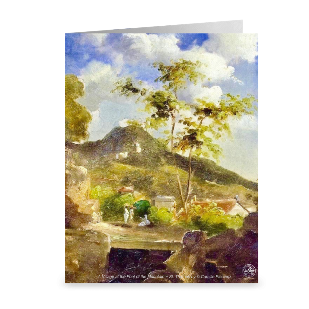 St. Thomas Hillside Village by Camille Pissarro ~ Notecard - Vintage Virgin Islands