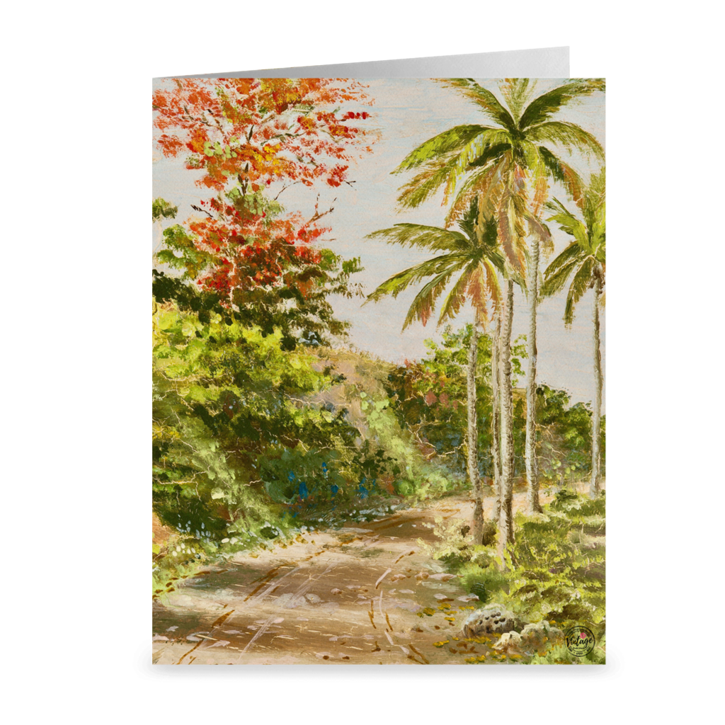 Palms and Flamboyants by Fritz Melbye ~ Notecard - Vintage Virgin Islands