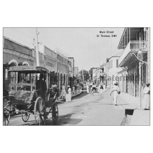 Down Main Street 1912 ~ St. Thomas Postcard - Vintage Virgin Islands