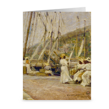 Load image into Gallery viewer, St. Thomas Wharf by Hugo Larsen ~ Notecard - Vintage Virgin Islands