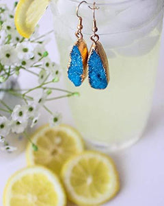 Druzy Collection - Azure Drop Earrings - Vintage Virgin Islands