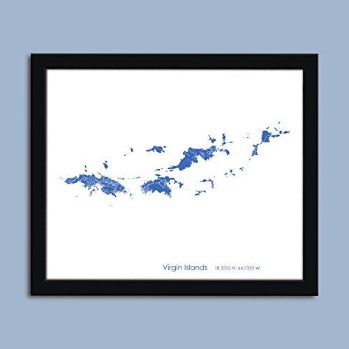 U.S. Virgin Islands map, Virgin Islands city map art, Virgin Islands wall art poster, Virgin Islands decorative map - Vintage Virgin Islands