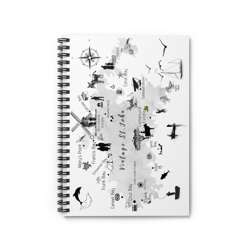 Vintage St. John Map Spiral Notebook - Vintage Virgin Islands