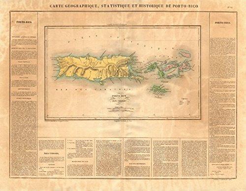 Puerto Rico & Virgin Islands ~ Buchon 1825 ~ Vintage Map - Vintage Virgin Islands