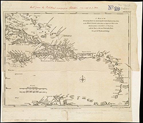 Historic Map | 1781 A map of the English, French, Spanish, Dutch, & Danish Islands, in the West Indies - Vintage Virgin Islands