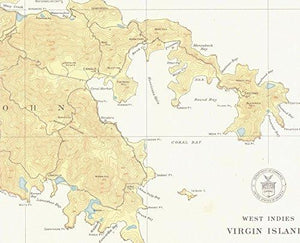 Saint John - 1934 Virgin Islands Topographical Map Reprint - Atlantic Harbors 3241 - Vintage Virgin Islands