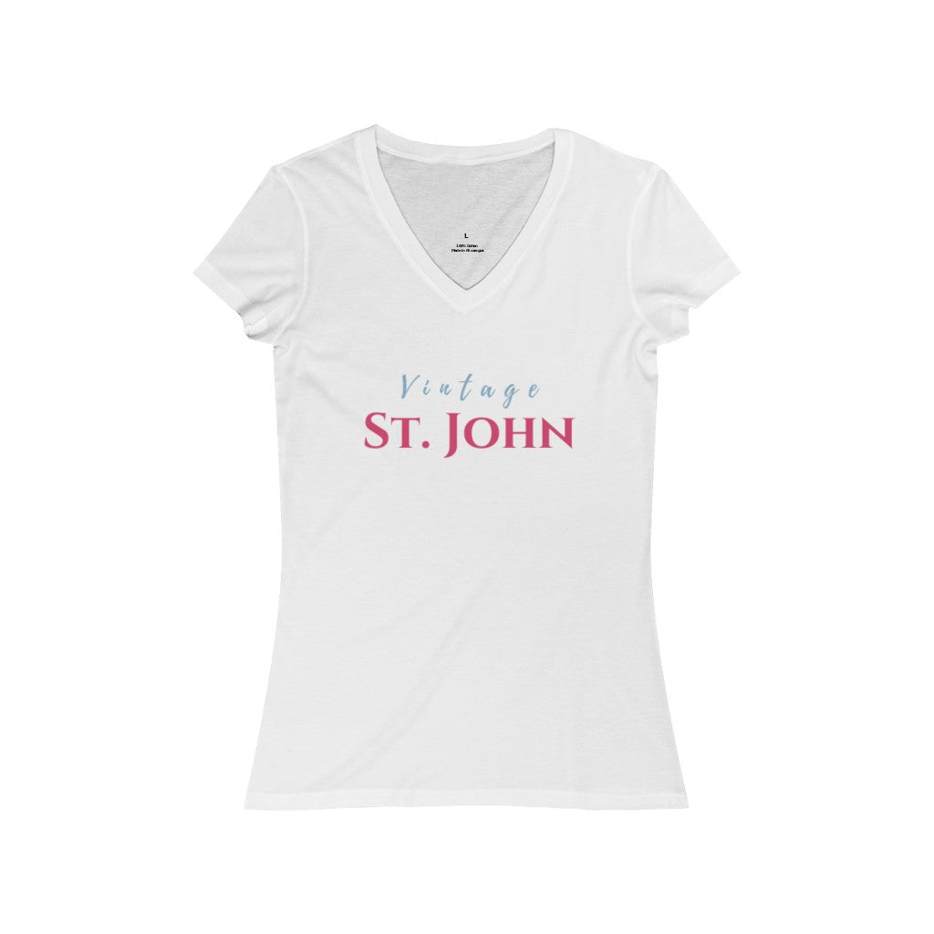 Vintage St. John Women's Jersey Short Sleeve V-Neck Tee - Vintage Virgin Islands