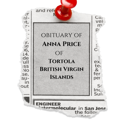 The Obituary of Anna Price of Tortola, British Virgin Islands