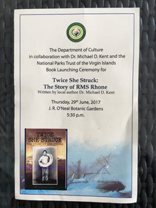 The Programme for the book launching of Twice She Struck