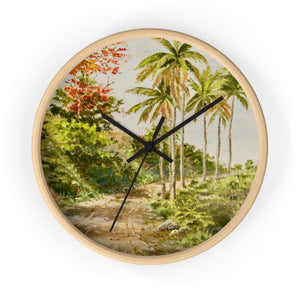 Palms and Flamboyants ~ Wall Clock - Vintage Virgin Islands