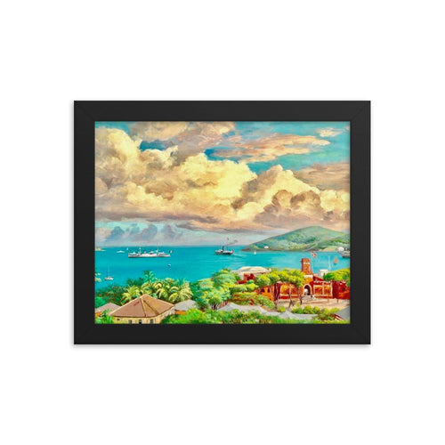 Colorful Charlotte Amalie by Andreas Riis Carstensen ~ 8x10 Framed Print - Vintage Virgin Islands
